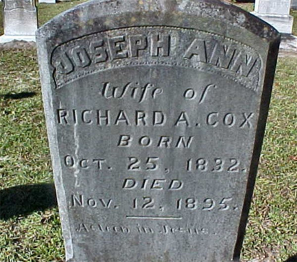 Joseph Ann Cox Gravestone Photo