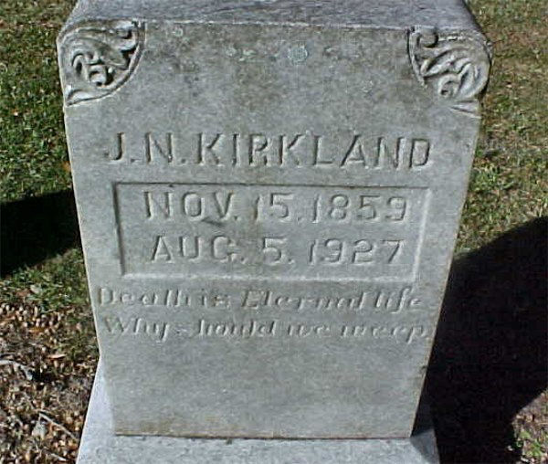 J.N. Kirkland Gravestone Photo