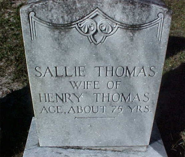 Sallie Thomas Gravestone Photo