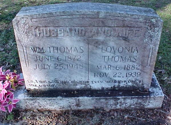 W.M. & Lovonia Thomas Gravestone Photo