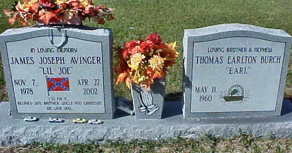 James Joseph & Thomas Earlton Avinger / Burch Gravestone Photo