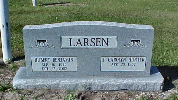 Hurbert Benjamin & J. Carolyn Hunter Larsen Gravestone Photo