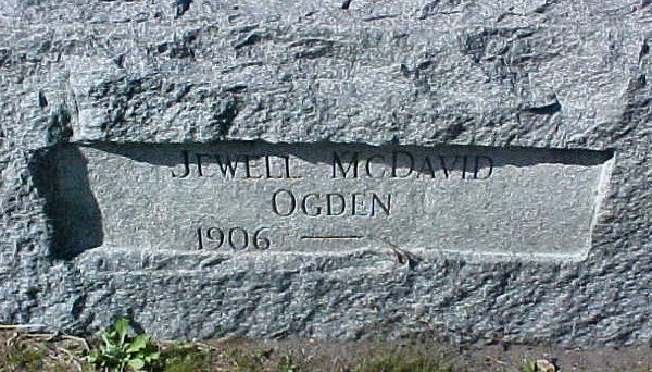 Jewell Ogden Mc David Gravestone Photo