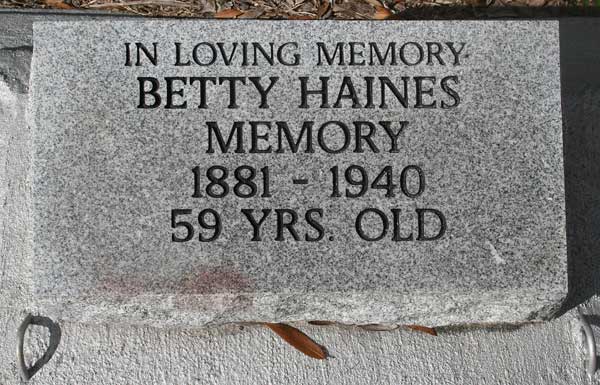 Betty Haines Memory Gravestone Photo