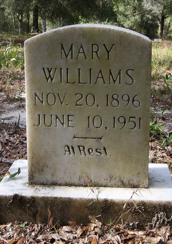 Mary Williams Gravestone Photo