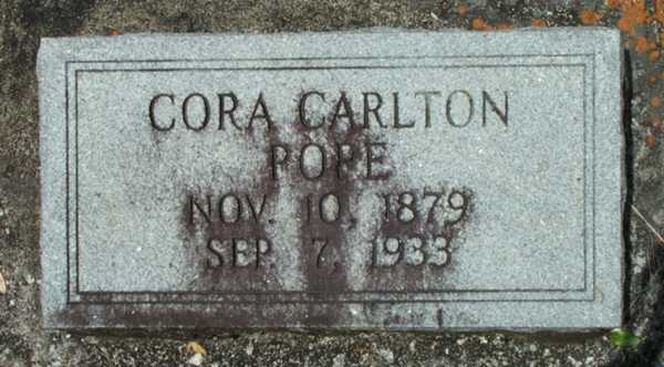 Cora Carlton Pope Gravestone Photo