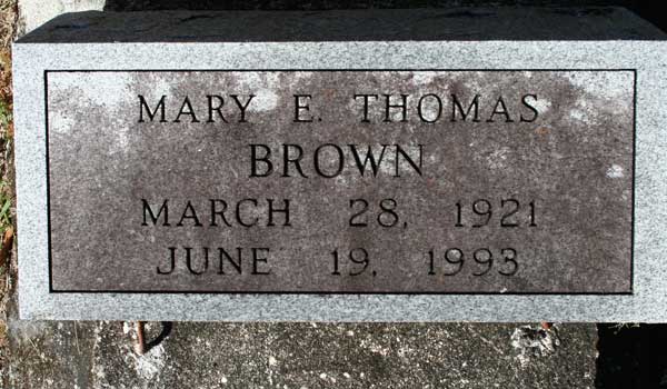 MARY E. MARKS THOMAS BROWN Gravestone Photo