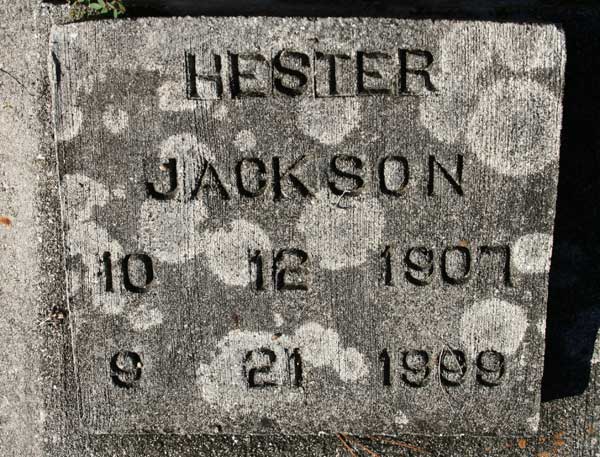 HESTER JACKSON Gravestone Photo