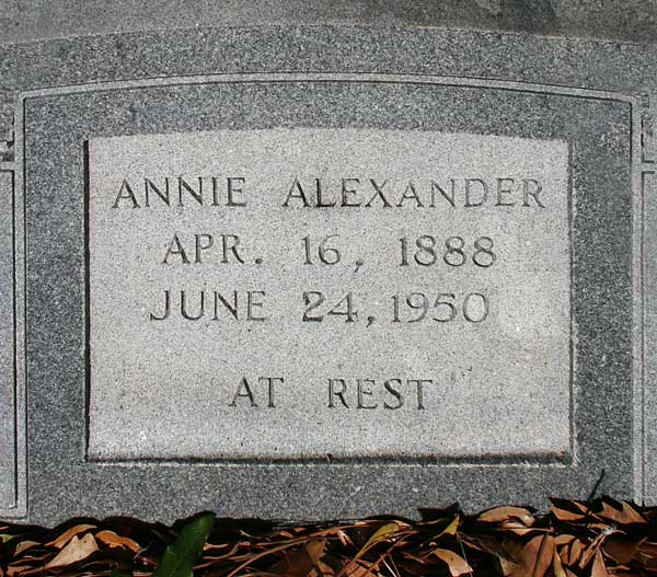 Annie Alexander Gravestone Photo