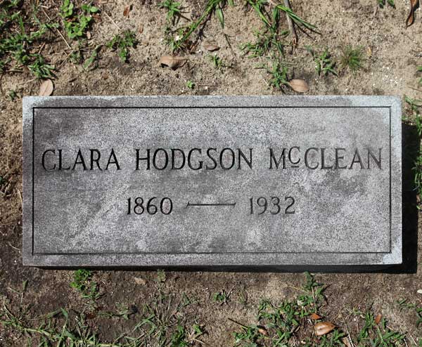 Clara Hodgson McClean Gravestone Photo