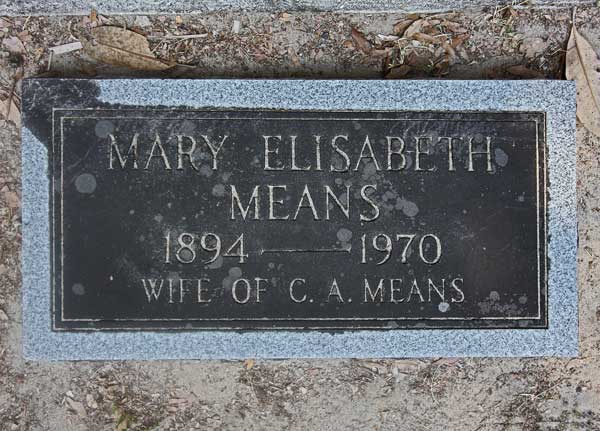 Mary Elizabeth Means Gravestone Photo