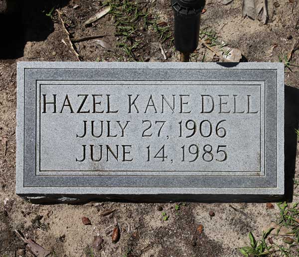 Hazel Kane Dell Gravestone Photo