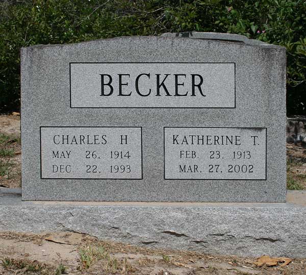 Charles H. & Katherine T. Becker Gravestone Photo