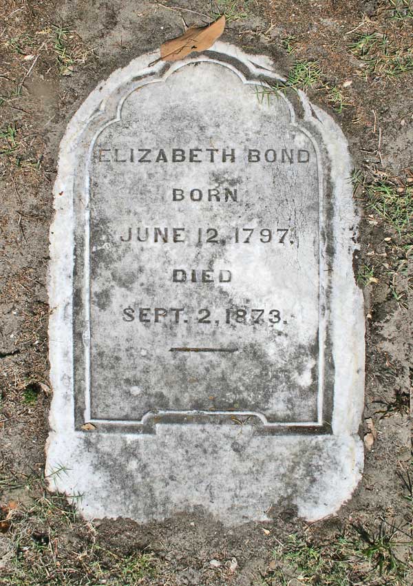 Elizabeth Bond Gravestone Photo