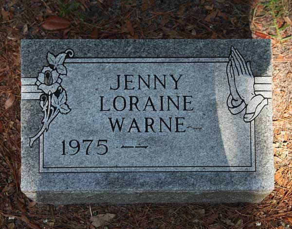 Jenny Loraine Warne Gravestone Photo