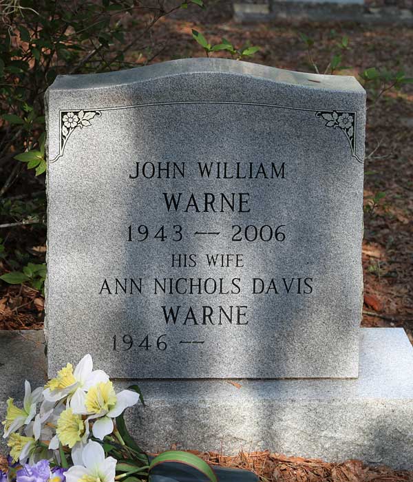 John William & Ann Nichols Davis Warne Gravestone Photo