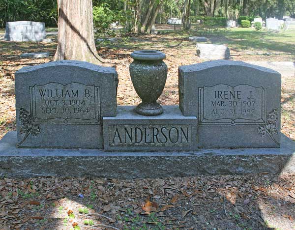 William B. & Irene J. Anderson Gravestone Photo
