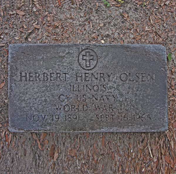 Herbert Henry Olsen Gravestone Photo