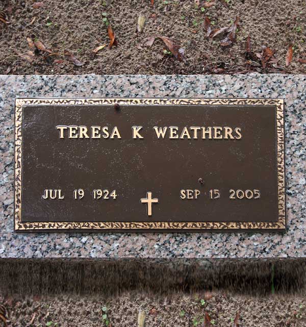 Teresa K. Weathers Gravestone Photo