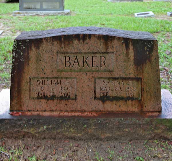 William E. & Sabina C. Baker Gravestone Photo