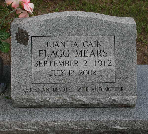 Juanita Cain Flagg Mears Gravestone Photo