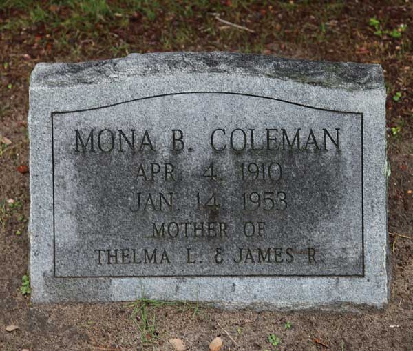 Mona B. Coleman Gravestone Photo