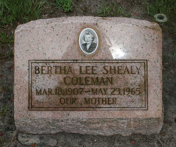 Bertha Lee Shealy Coleman Gravestone Photo