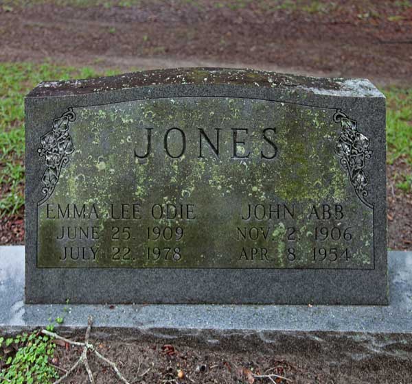 Emma Lee Odie & John Abb Jones Gravestone Photo
