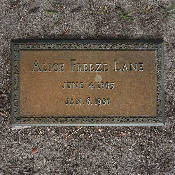 Alice Freeze Lane Gravestone Photo