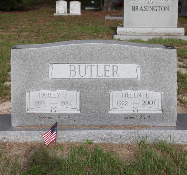 Farley P. & Helen E. Butler Gravestone Photo