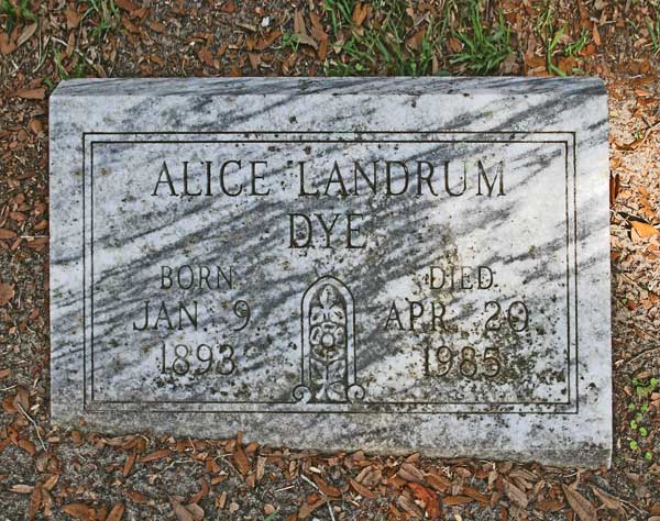 Alice Landrum Dye Gravestone Photo