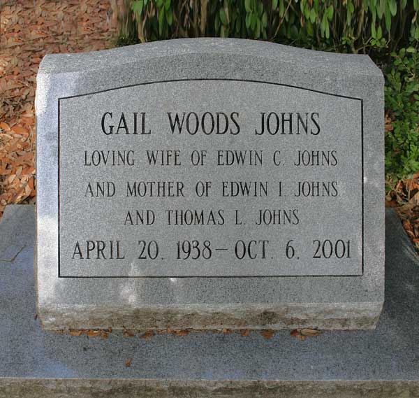Gail Woods Johns Gravestone Photo