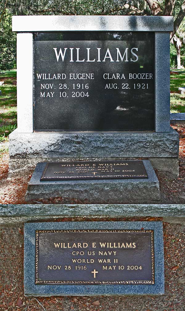 Willard Eugene & Clara Boozer Williams Gravestone Photo