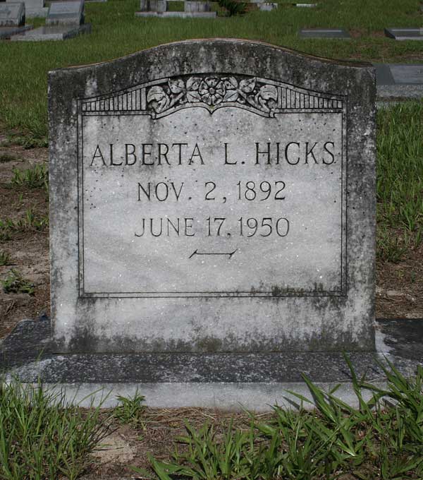 Alberta L. Hicks Gravestone Photo