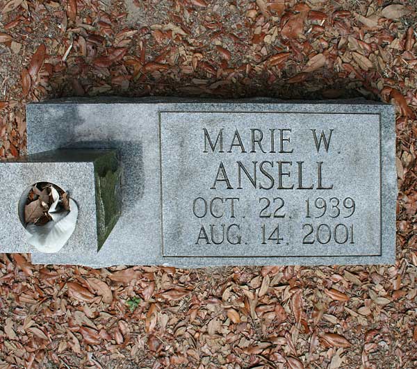 Marie W. Ansell Gravestone Photo