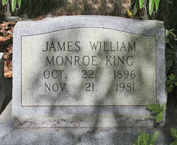 James William Monroe King Gravestone Photo
