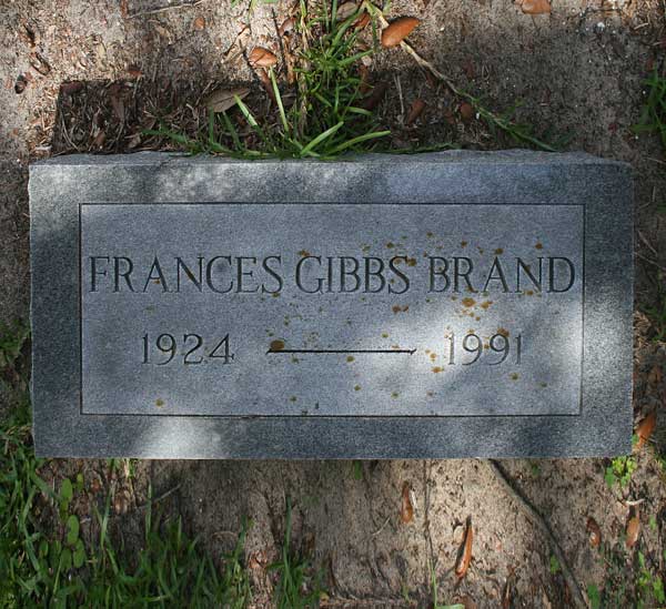 Frances Gibbs Brand Gravestone Photo