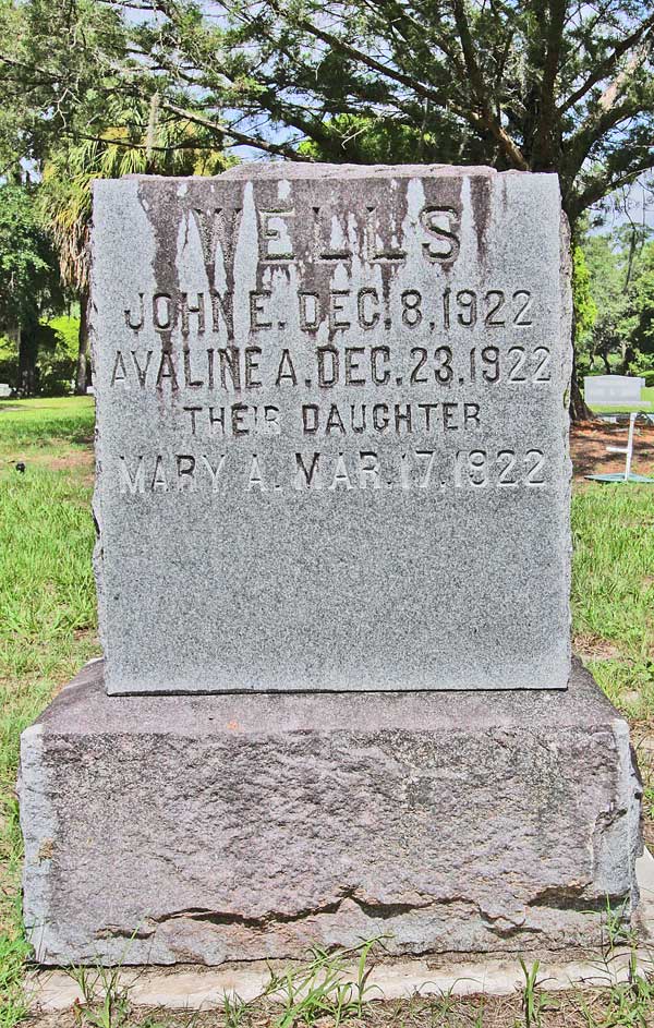 John E. & Avaline A. & Mary A. Wells Gravestone Photo