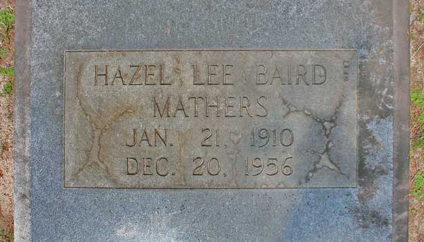 Hazel Lee Baird Mathers Gravestone Photo