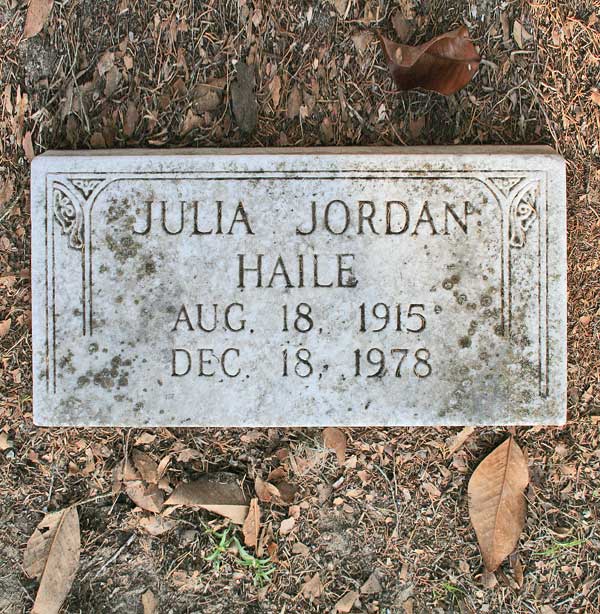 Julia Jordan Haile Gravestone Photo