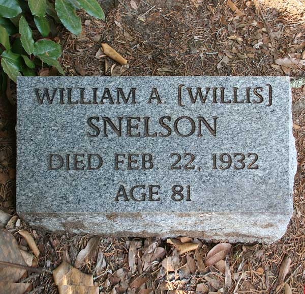 William A. (Willis) Snelson Gravestone Photo