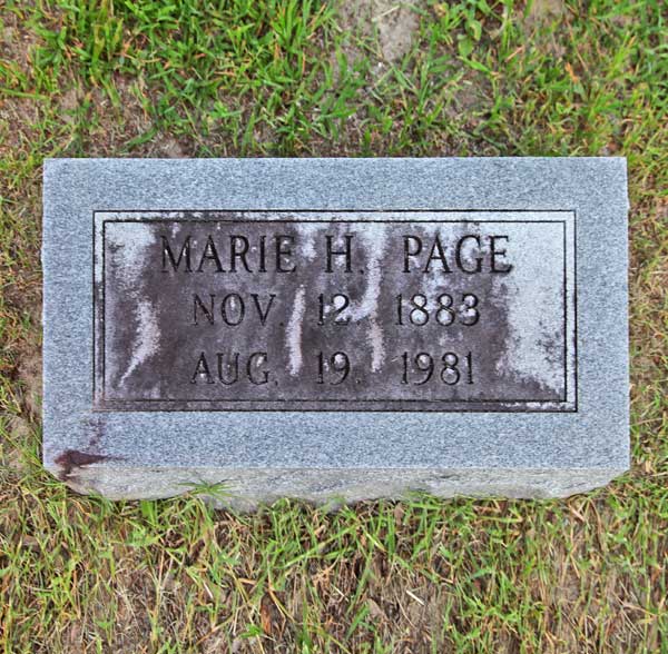 Marie H. Page Gravestone Photo