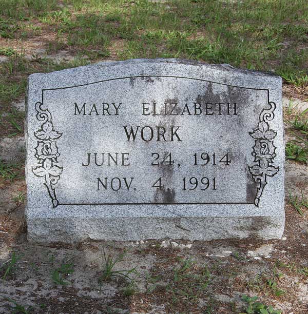 Mary Elizabeth Work Gravestone Photo