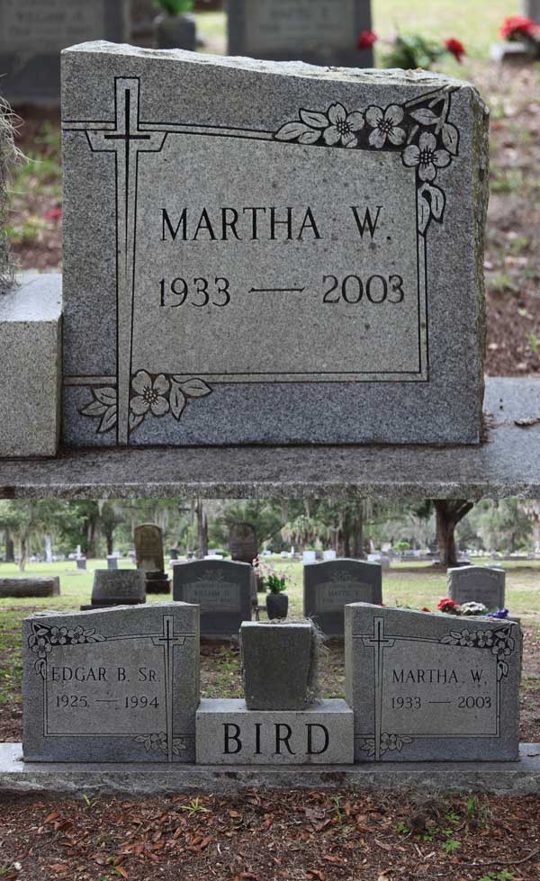 Martha W. Bird Gravestone Photo