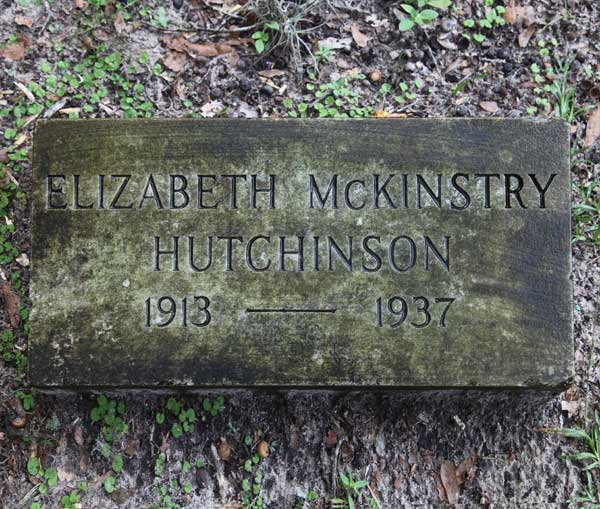 Elizabeth McKinstry Hutchinson Gravestone Photo