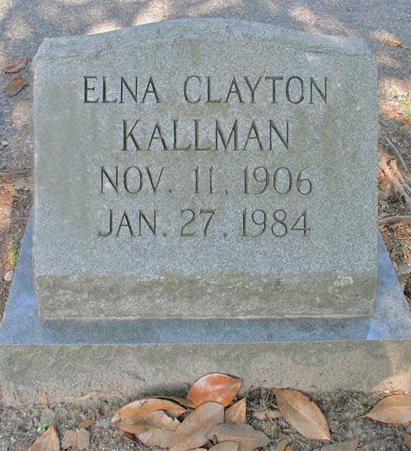 Elna Clayton Kallman Gravestone Photo