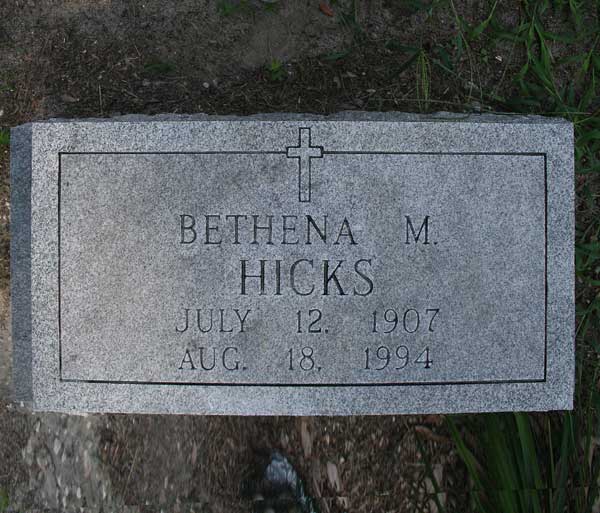 Bethena M. Hicks Gravestone Photo