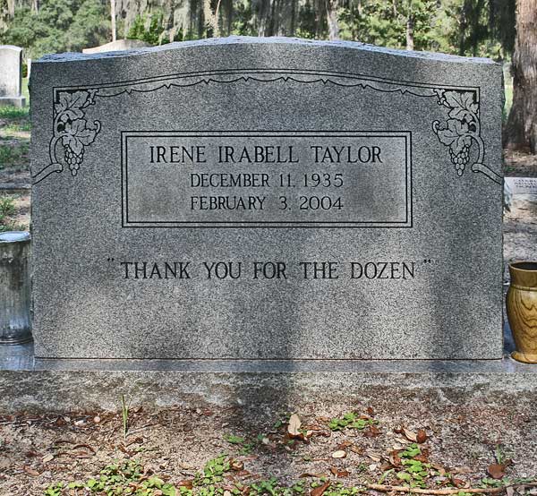 Irene Irabell Taylor Gravestone Photo
