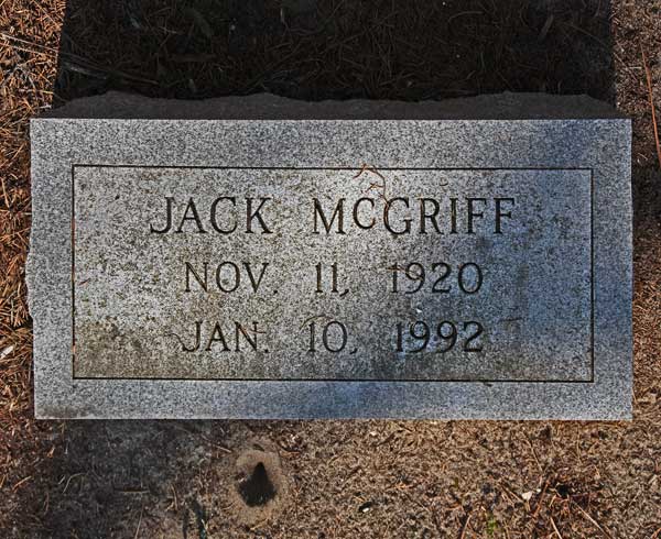 Jack McGriff Gravestone Photo