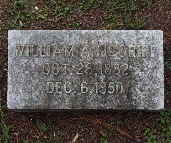 William A. McGriff Gravestone Photo